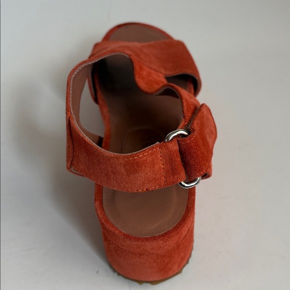 Homers Artisan orange suede platform slingback sandals - Picture 9 of 16